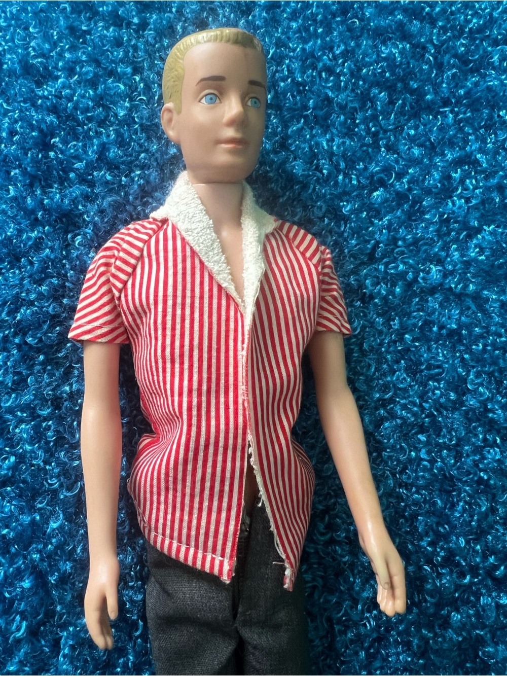 Mattel Blonde Male Doll in Red and White Striped Shirt,KEN